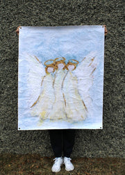 Paper Art Angel Trio with Gold and Glitter Finish