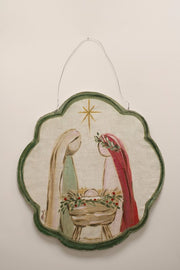 Handpainted Holy Family Scalloped Door Decor