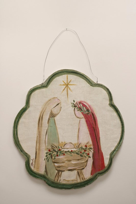 Handpainted Holy Family Scalloped Door Decor