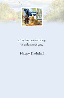 Dogs at the Lake Birthday Greeting Card