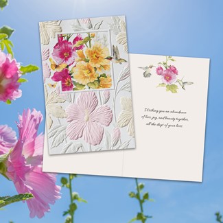 Hollyhocks Oasis Wedding Greeting Card