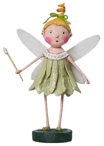 Tinkerbell figurine by Lori Mitchell, 6.5″ hand‑painted polyresin fairy with green dress and glittering wings