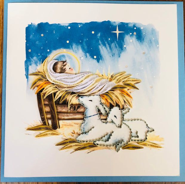 Baby Jesus in Manger Quilling Card
