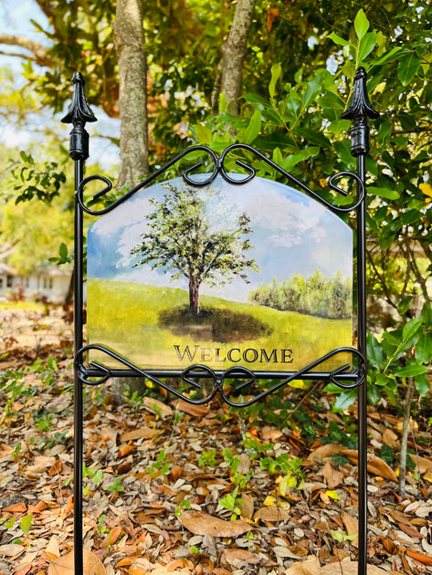 Tree on Hill Garden Sign – Cattail Cottage