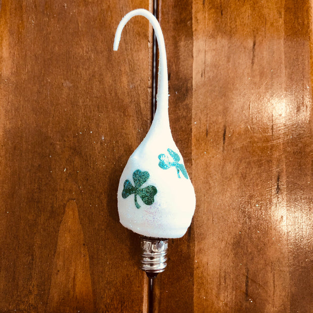 White Shamrock Silicone Bulb Hand-Dipped Silicone Candelabra Bulb