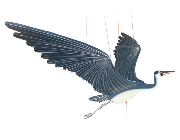 Blue Heron Flying Bird Mobile - Now with Blue wings.
