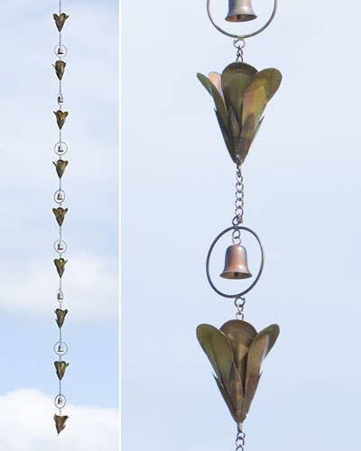 Flamed Lily Flower Rain Chain