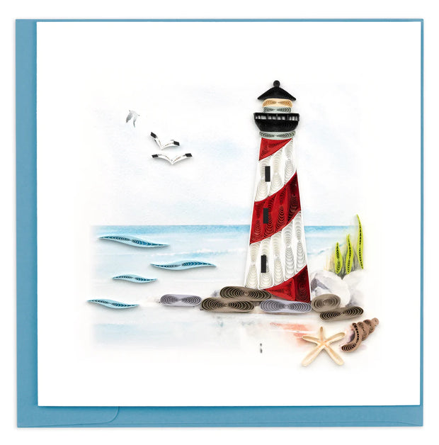 Red & White Lighthouse Quilling Card
