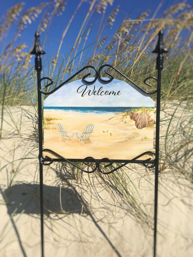 Heritage Gallery Beach Chairs Welcome Garden Sign