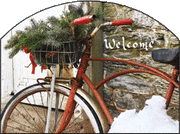 Winter Bicycle Welcome Garden Sign