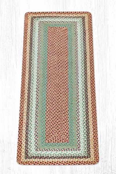 Capitol Earth Rugs Buttermilk/Cranberry Traditional Braided Jute Rug, 2' x 6' Oblong