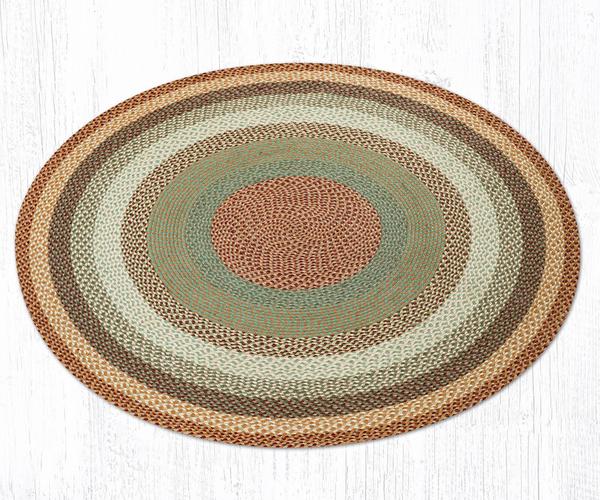 Capitol Earth Rugs Buttermilk/Cranberry Traditional Braided Jute Rug, 5.75' Round