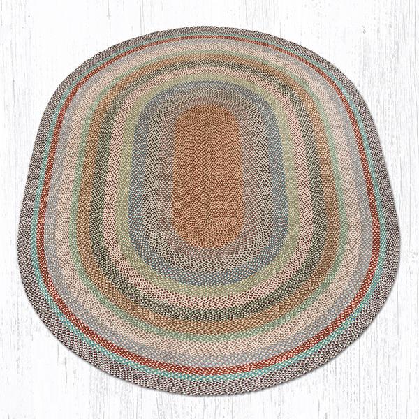 Capitol Earth Rugs Multi-Color Traditional Braided Rug, Oval