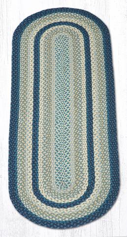 Capitol Earth Rugs Breezy Blue/Taupe/Ivory Traditional Braided Rug - Oval 2' x 6'