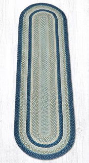 Capitol Earth Rugs Breezy Blue/Taupe/Ivory Traditional Braided Rug - Oval 2' x 8'