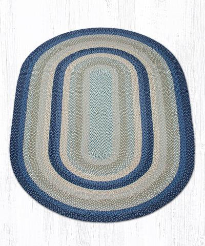 Capitol Earth Rugs Breezy Blue/Taupe/Ivory Traditional Braided Rug - Oval