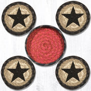 Capitol Earth Rugs Printed Braided Jute Coaster Sets, 4", Black Star