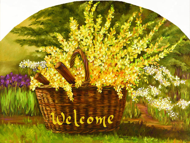 Forsythia Basket Garden Slate Sign