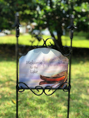 Heritage Gallery Canoe Welcome to the Lake Garden Sign