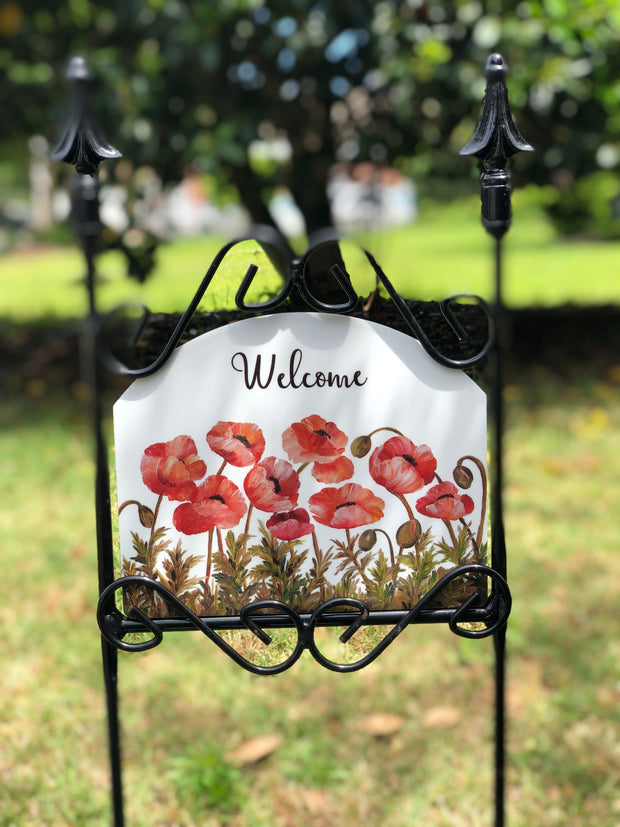 Heritage Gallery Coral Poppies Garden Sign
