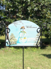 Heritage Gallery Lantern Snowman Garden Sign