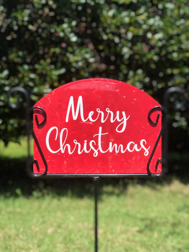 Heritage Gallery Merry Christmas on Red Garden Sign