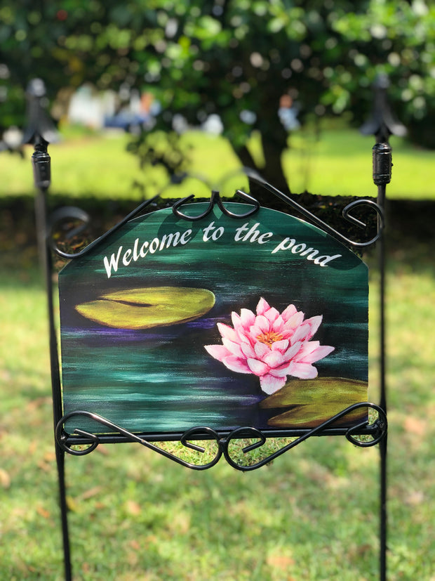 Heritage Gallery Water Lily Welcome to the Pond Garden Sign