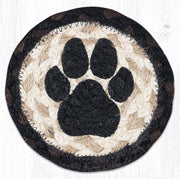 Capitol Earth Rugs Individual Printed Braided Jute 5" Coaster, Dog Paw