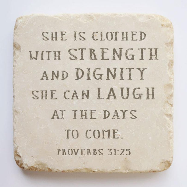 Twelve Stone Art Proverbs 31:25 Scripture Stone, Small Block