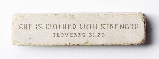 Twelve Stone Art Proverbs 31:25 Scripture Stone, Quarter Block