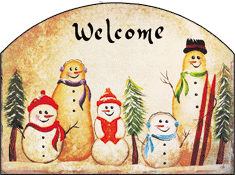 Ski Family of Snowmen Welcome Garden Sign, Heritage Gallery
