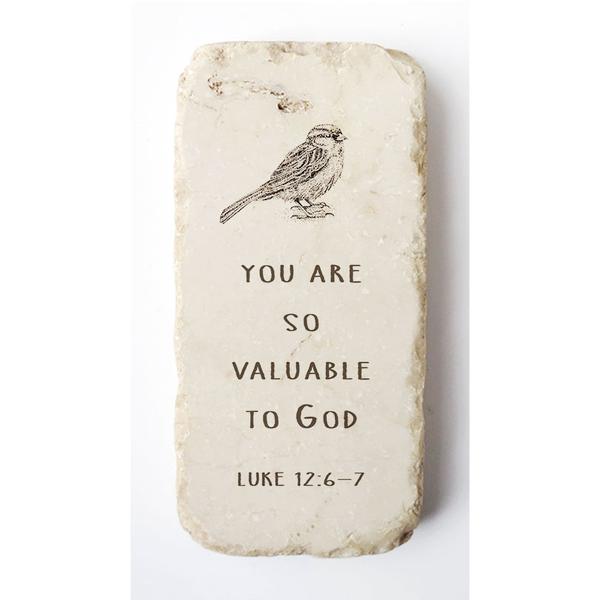 Luke 12:6-7 Scripture Stone with Bird
