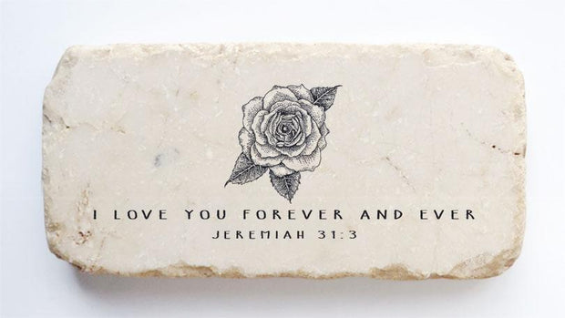 Jeremiah 31:3 Scripture Stone with Flower
