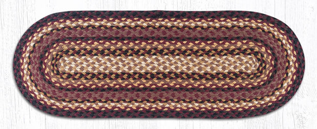 Capitol Earth Rugs Braided Jute Table Runner, 13" x 36", Color: Black Cherry/Chocolate/Cream