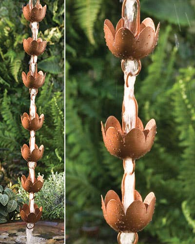 Flamed Lily Cup Rain Chain